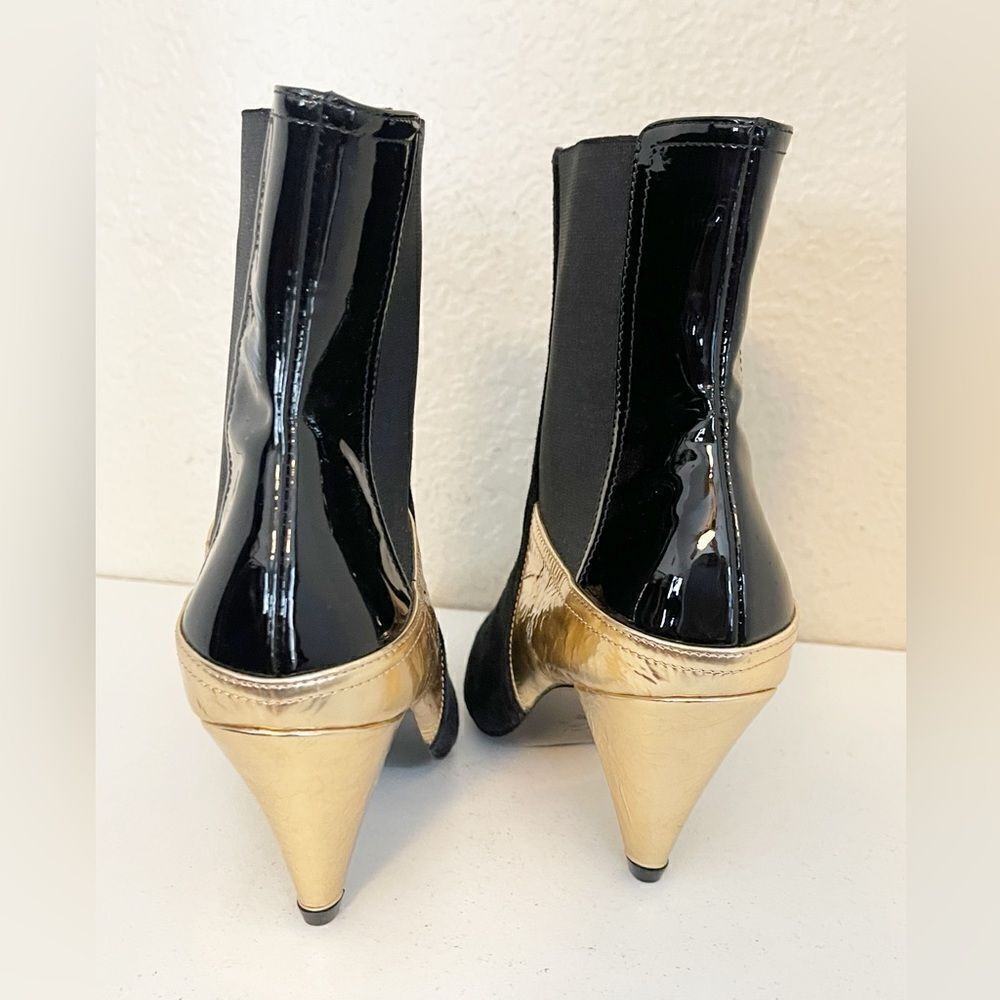 AGL gold metallic black leather Ankle boots 37 - Picture 10 of 11